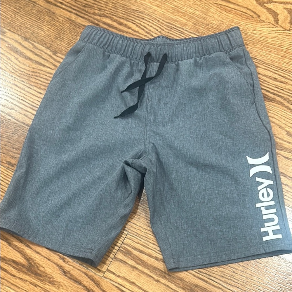 Hurley Gray Athletic Shorts with Elastic Waistband